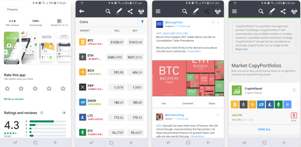 eToro mobil proqramı