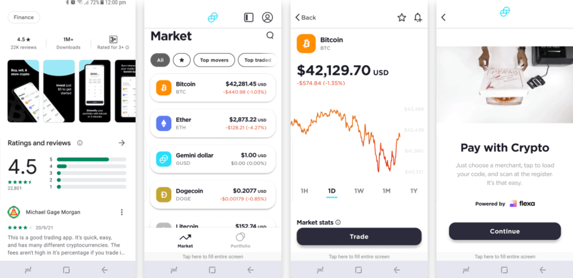 Gemini mobile app for iOS and Android
